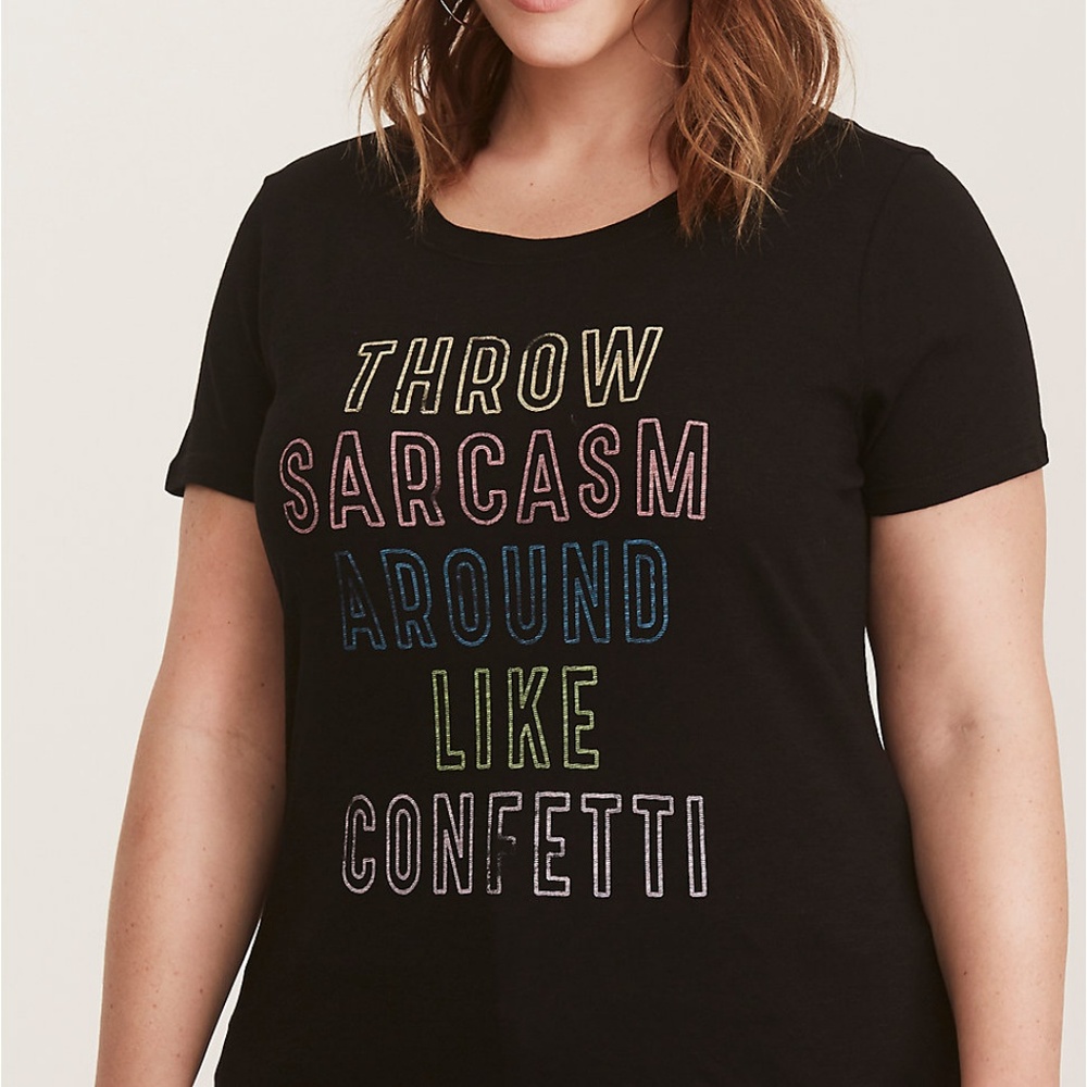 Black Slub Sarcasm Confetti Crew Tee